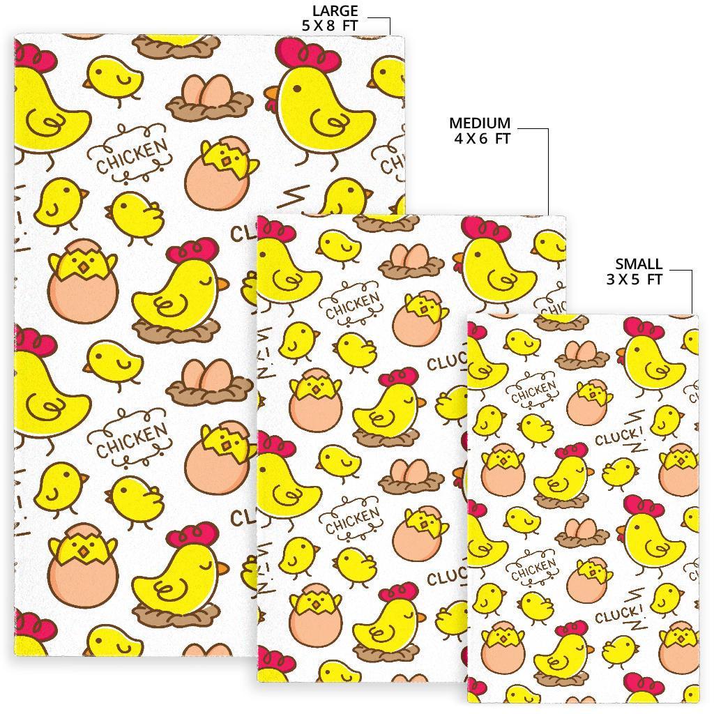 Farm Chicken Hen Chick Pattern Print Floor Mat-grizzshop