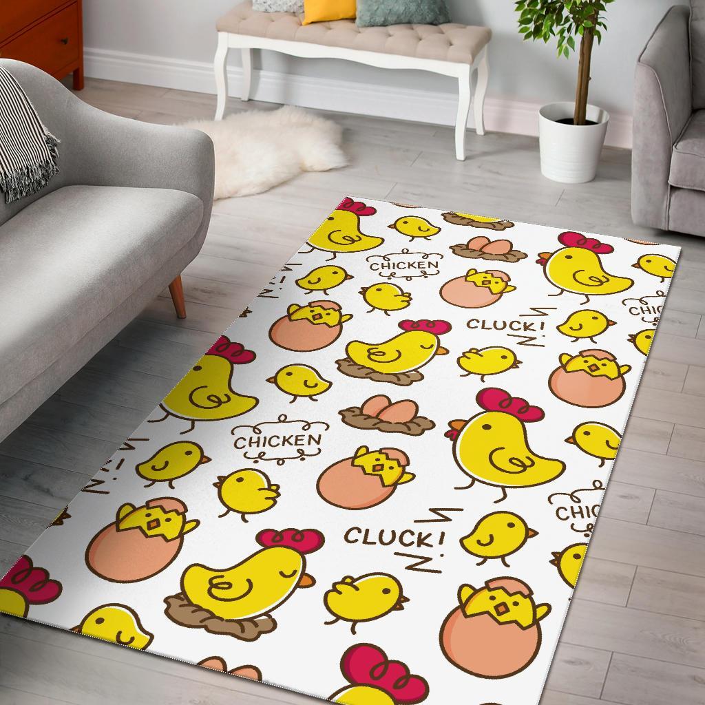 Farm Chicken Hen Chick Pattern Print Floor Mat-grizzshop