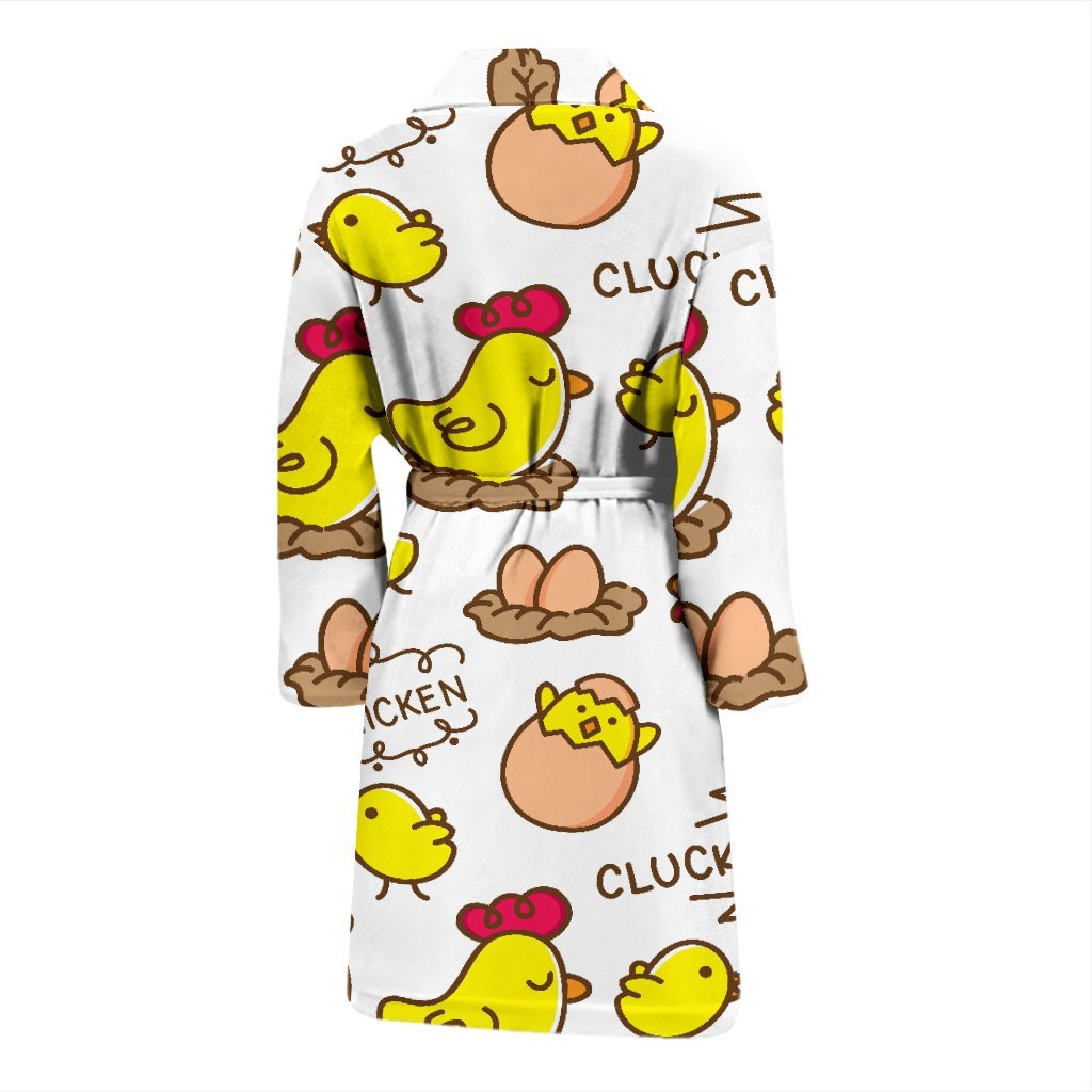 Farm Chicken Hen Chick Pattern Print Men Long Robe-grizzshop