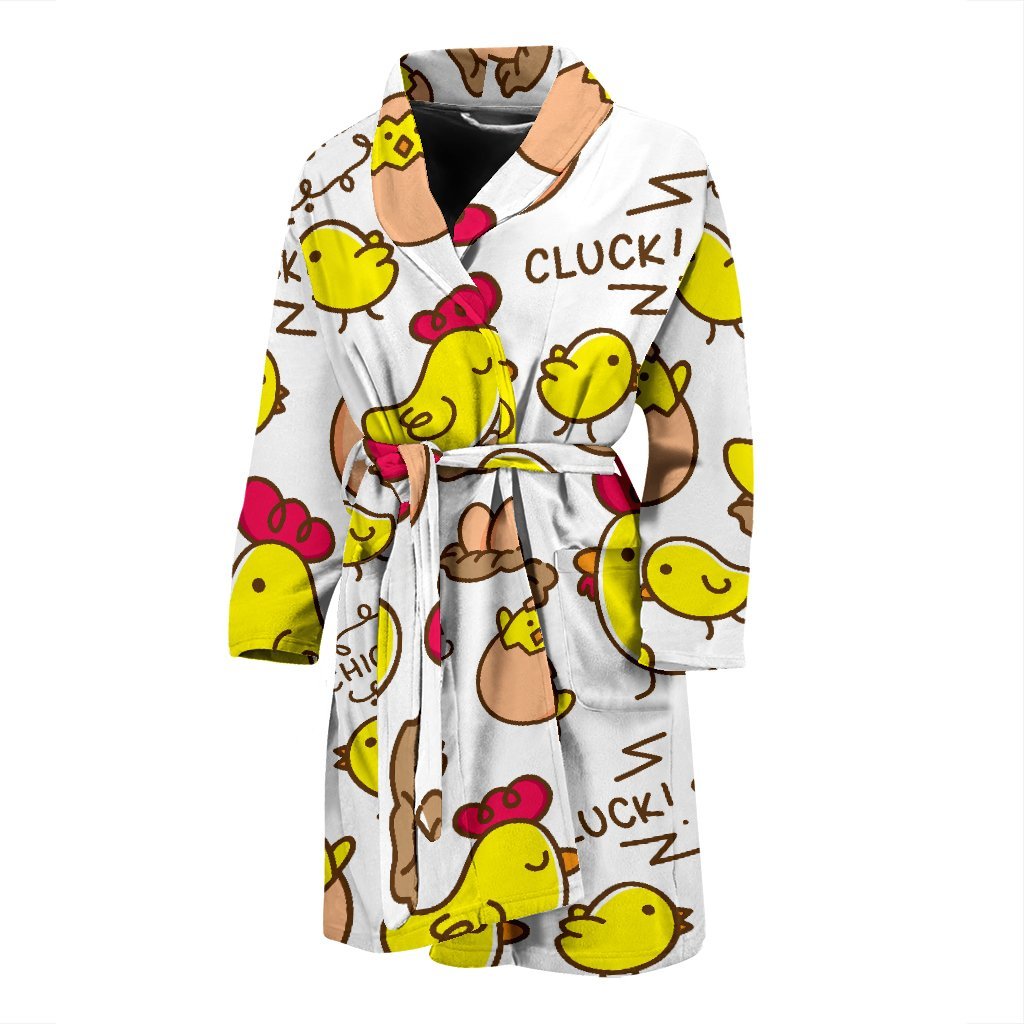 Farm Chicken Hen Chick Pattern Print Men Long Robe-grizzshop