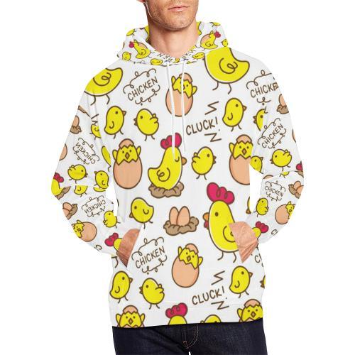 Farm Chicken Hen Chick Pattern Print Men Pullover Hoodie-grizzshop