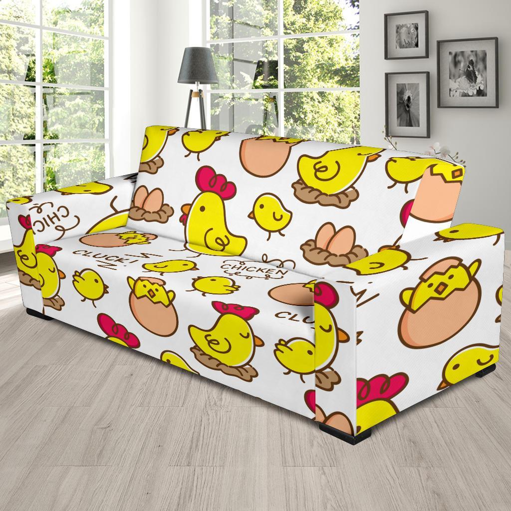 Farm Chicken Hen Chick Pattern Print Sofa Covers-grizzshop