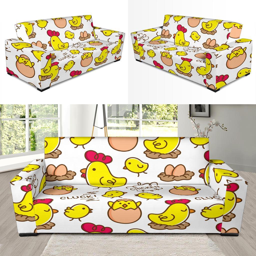 Farm Chicken Hen Chick Pattern Print Sofa Covers-grizzshop