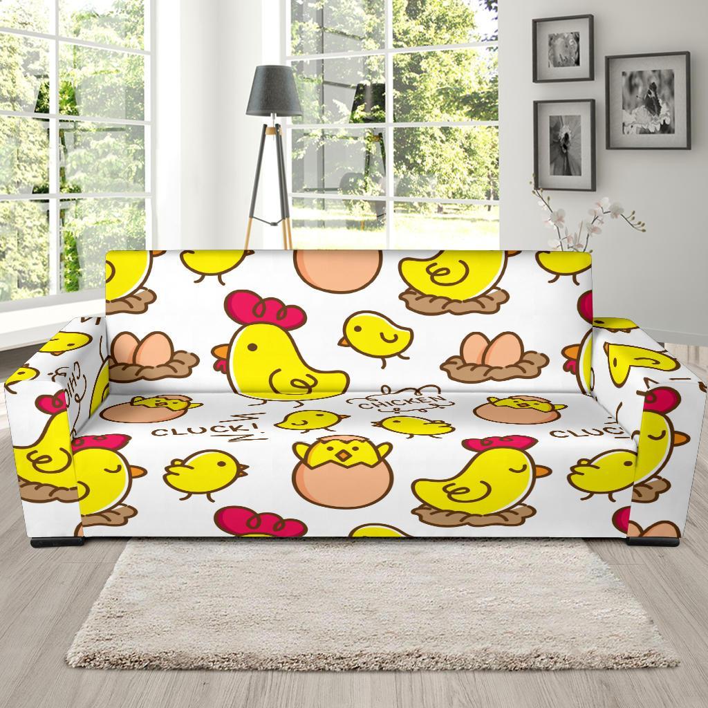 Farm Chicken Hen Chick Pattern Print Sofa Covers-grizzshop