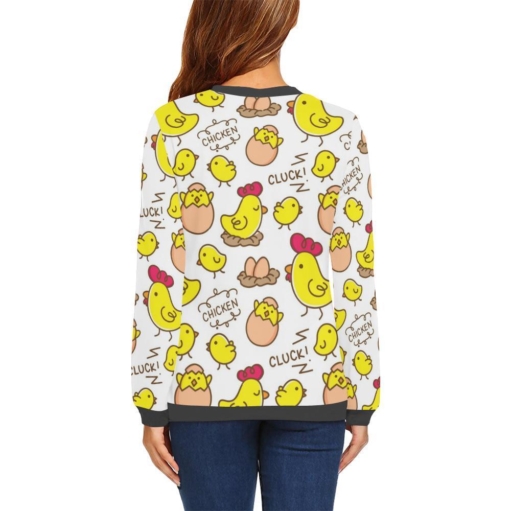 Farm Chicken Hen Chick Pattern Print Women's Sweatshirt-grizzshop