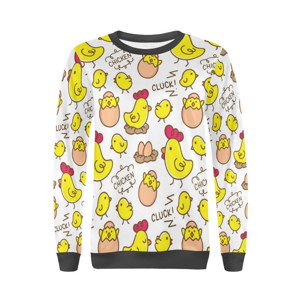 Farm Chicken Hen Chick Pattern Print Women's Sweatshirt-grizzshop