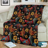 Farm Chicken Hen Flower Pattern Print Blanket-grizzshop