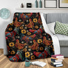 Farm Chicken Hen Flower Pattern Print Blanket-grizzshop