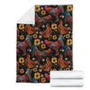 Farm Chicken Hen Flower Pattern Print Blanket-grizzshop