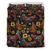 Farm Chicken Hen Flower Pattern Print Duvet Cover Bedding Set-grizzshop