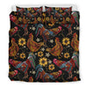 Farm Chicken Hen Flower Pattern Print Duvet Cover Bedding Set-grizzshop