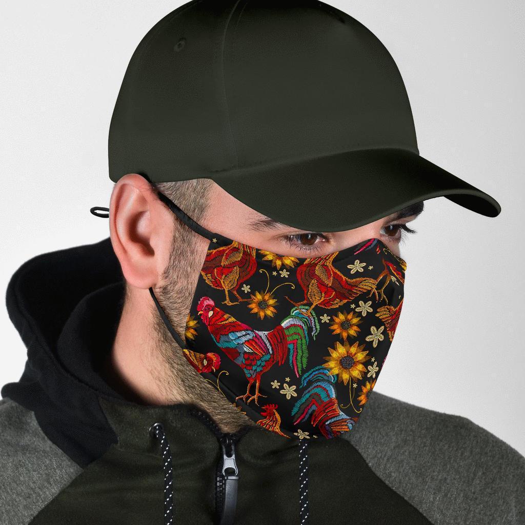 Farm Chicken Hen Flower Pattern Print Face Mask-grizzshop