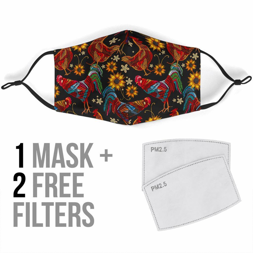 Farm Chicken Hen Flower Pattern Print Face Mask-grizzshop