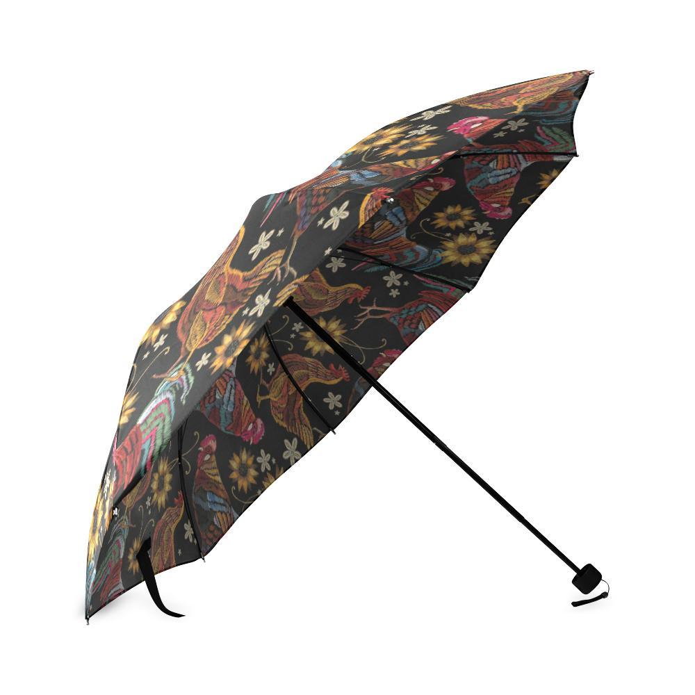 Farm Chicken Hen Flower Pattern Print Foldable Umbrella-grizzshop