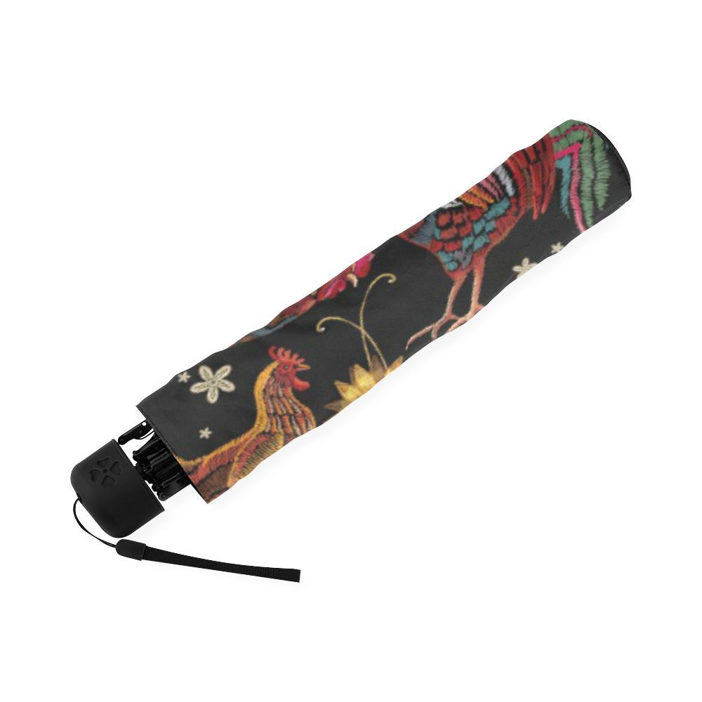 Farm Chicken Hen Flower Pattern Print Foldable Umbrella-grizzshop