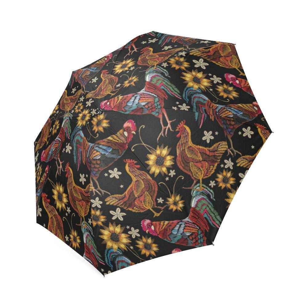 Farm Chicken Hen Flower Pattern Print Foldable Umbrella-grizzshop