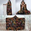 Farm Chicken Hen Flower Pattern Print Hooded Blanket-grizzshop