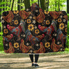 Farm Chicken Hen Flower Pattern Print Hooded Blanket-grizzshop