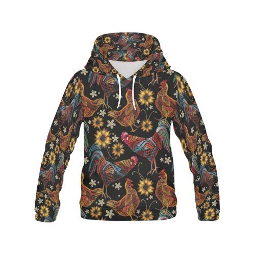 Farm Chicken Hen Flower Pattern Print Men Pullover Hoodie-grizzshop