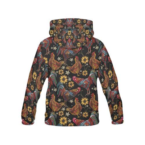 Farm Chicken Hen Flower Pattern Print Men Pullover Hoodie-grizzshop