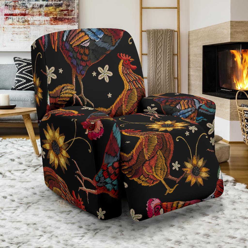 Farm Chicken Hen Flower Pattern Print Recliner Cover-grizzshop