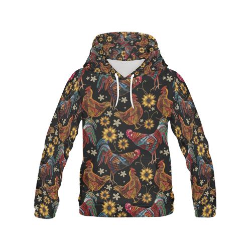 Farm Chicken Hen Flower Pattern Print Women Pullover Hoodie-grizzshop