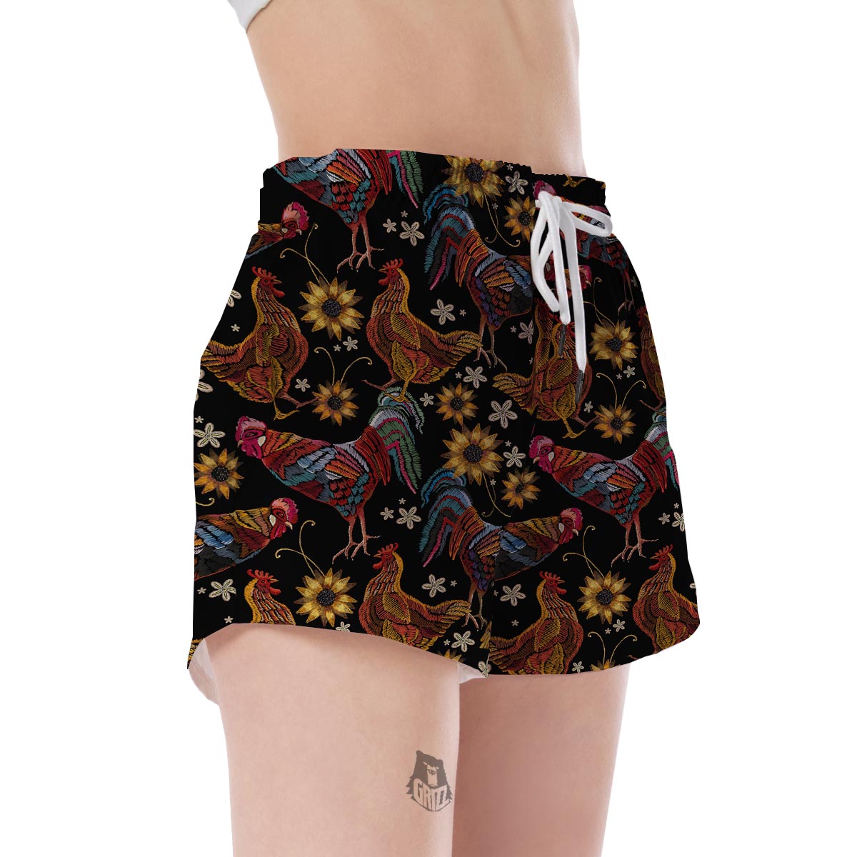 Farm Chicken Hen Flower Pattern Print Women's Shorts-grizzshop