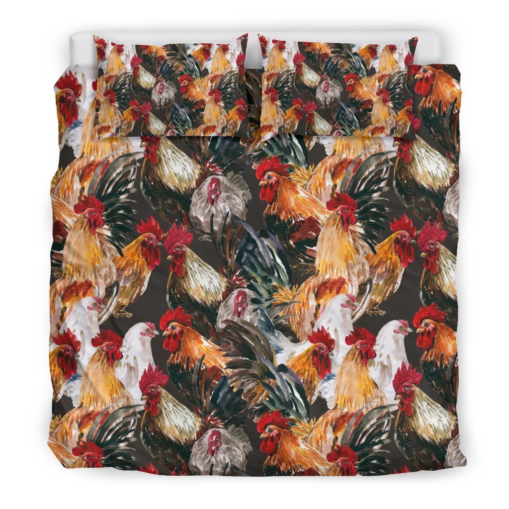 Farm Chicken Hen Pattern Print Duvet Cover Bedding Set-grizzshop