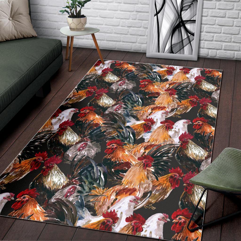 Farm Chicken Hen Pattern Print Floor Mat-grizzshop