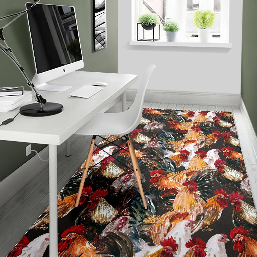 Farm Chicken Hen Pattern Print Floor Mat-grizzshop