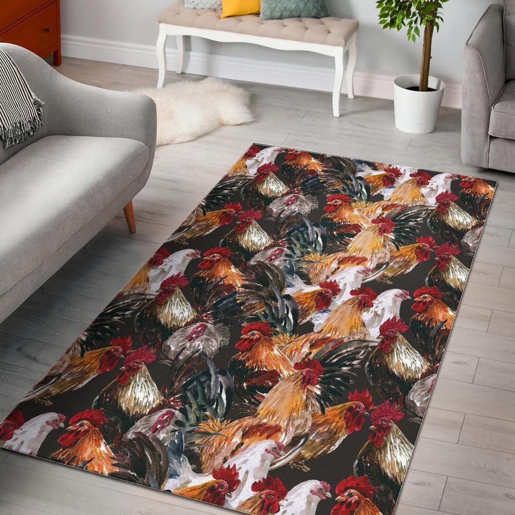 Farm Chicken Hen Pattern Print Floor Mat-grizzshop