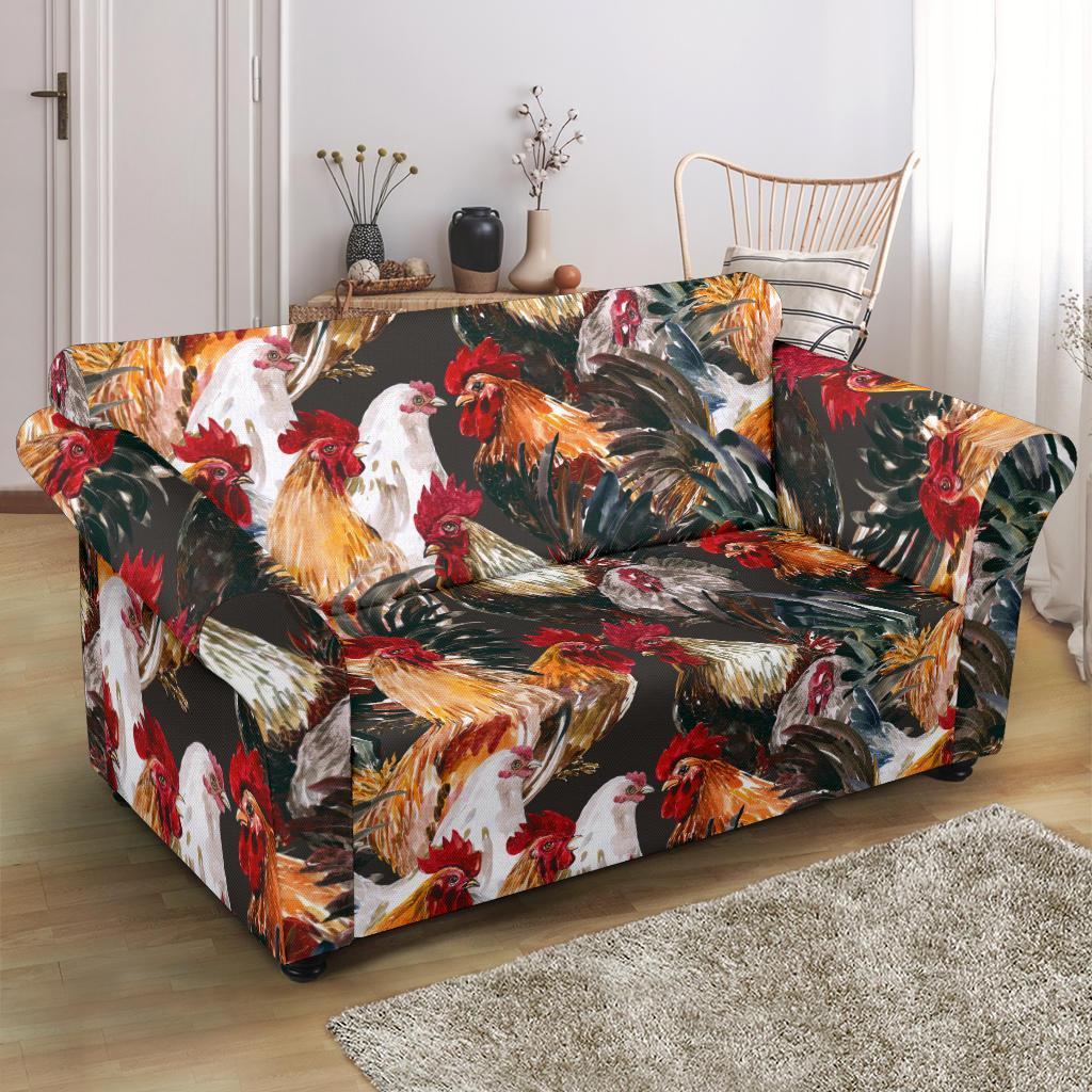 Farm Chicken Hen Pattern Print Loveseat Cover-grizzshop