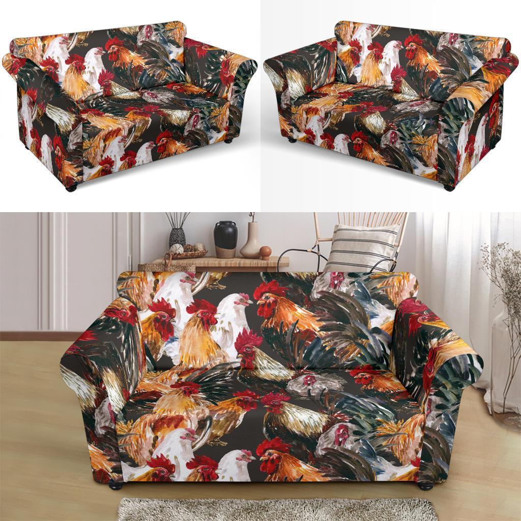 Farm Chicken Hen Pattern Print Loveseat Cover-grizzshop