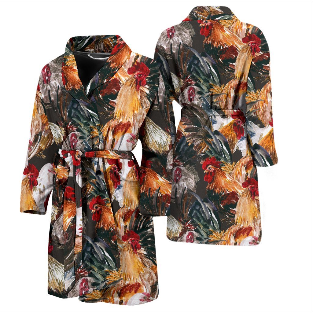 Farm Chicken Hen Pattern Print Men Long Robe-grizzshop