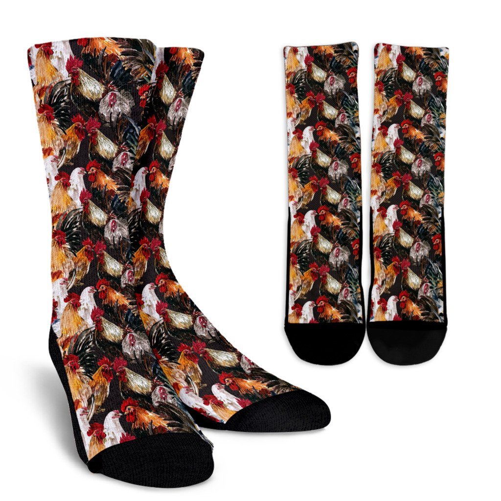 Farm Chicken Hen Pattern Print Unisex Crew Socks-grizzshop