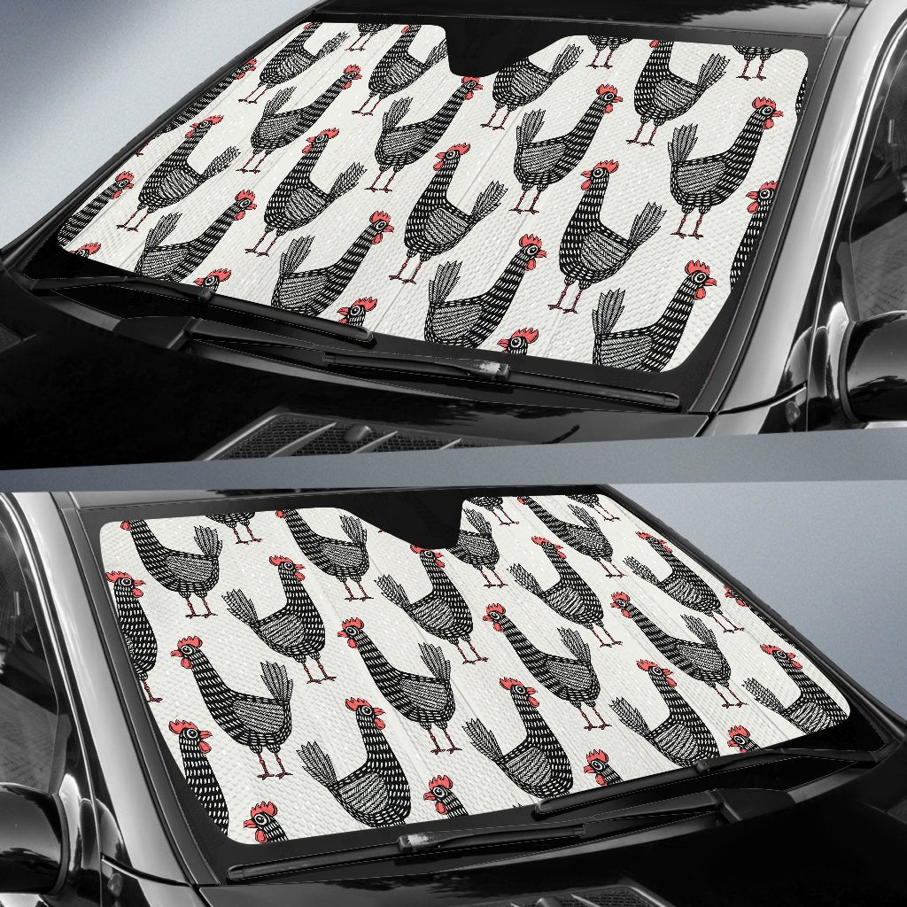 Farm Chicken Pattern Print Car Sun Shade-grizzshop