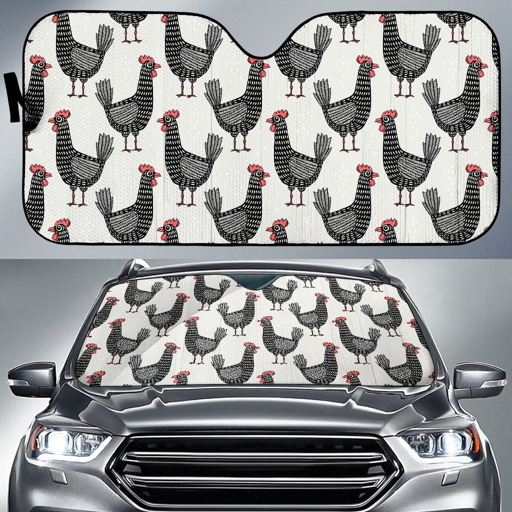 Farm Chicken Pattern Print Car Sun Shade-grizzshop
