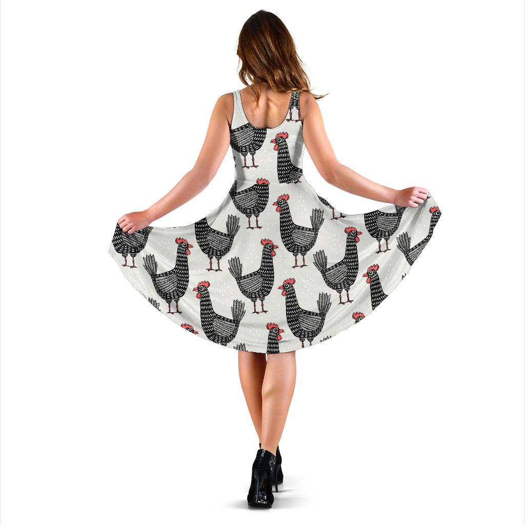 Farm Chicken Pattern Print Dress-grizzshop