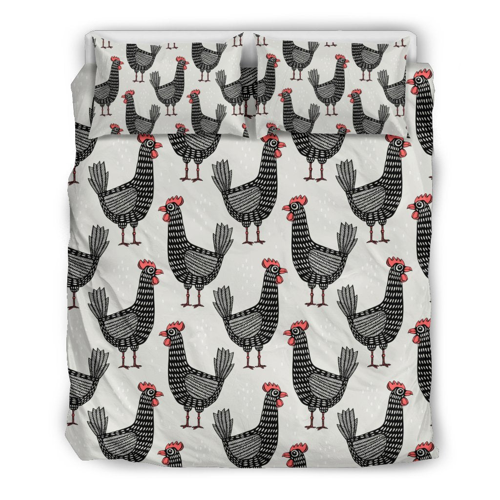 Farm Chicken Pattern Print Duvet Cover Bedding Set-grizzshop