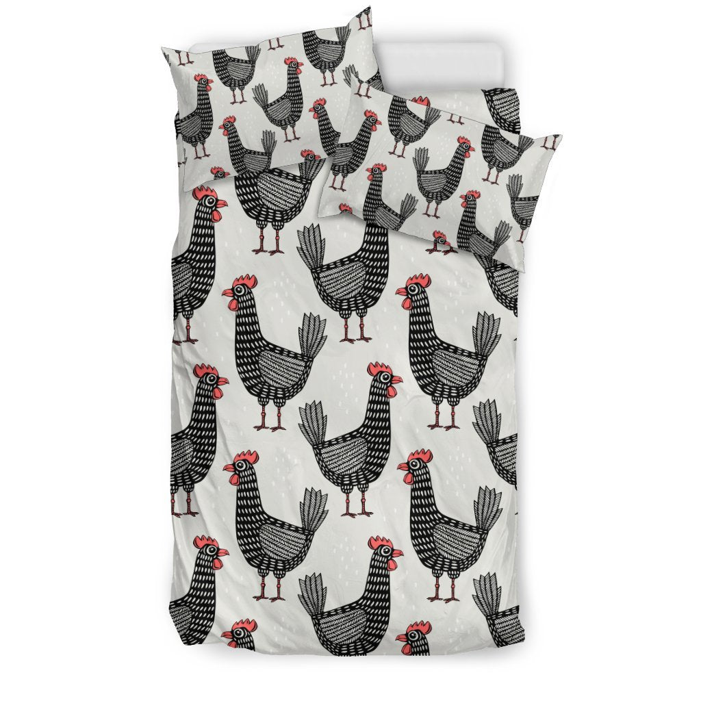 Farm Chicken Pattern Print Duvet Cover Bedding Set-grizzshop