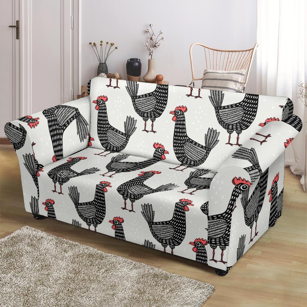 Farm Chicken Pattern Print Loveseat Cover-grizzshop