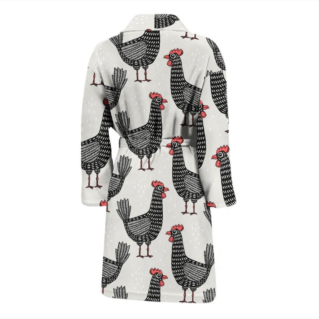 Farm Chicken Pattern Print Men Long Robe-grizzshop