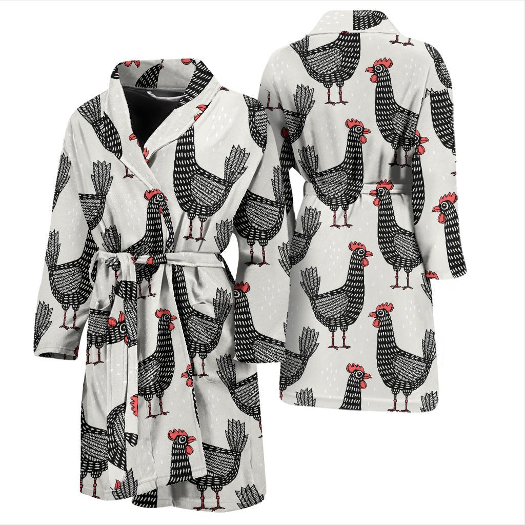 Farm Chicken Pattern Print Men Long Robe-grizzshop