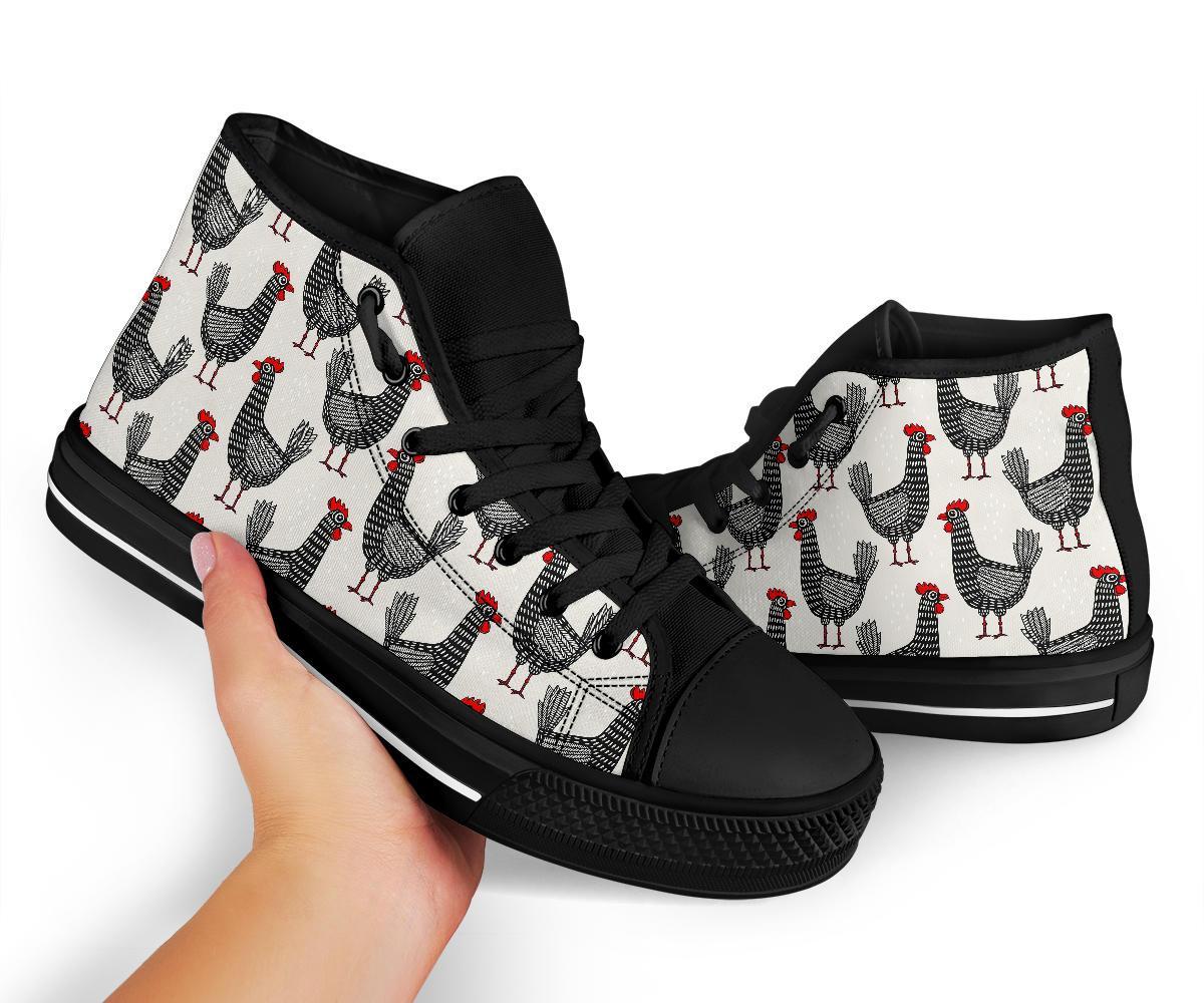 Farm Chicken Pattern Print Men Women's High Top Shoes-grizzshop