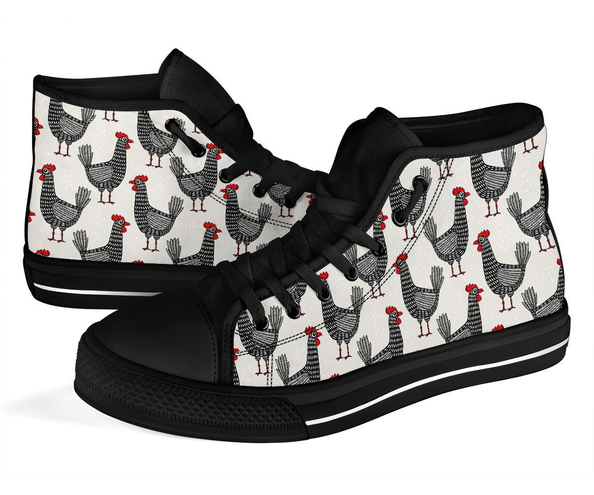 Farm Chicken Pattern Print Men Women's High Top Shoes-grizzshop