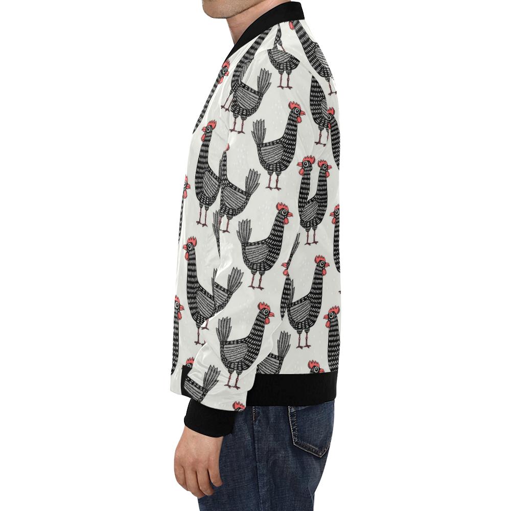 Farm Chicken Pattern Print Men's Bomber Jacket-grizzshop