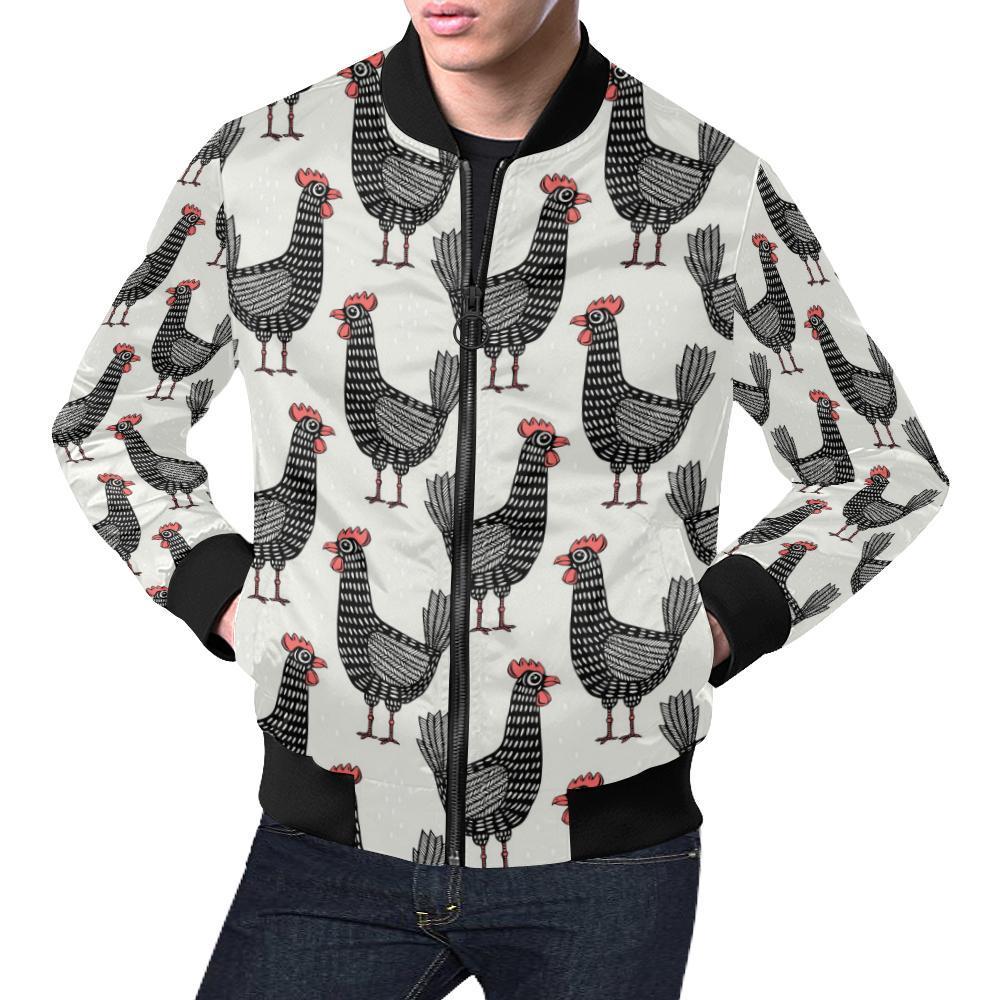 Farm Chicken Pattern Print Men's Bomber Jacket-grizzshop