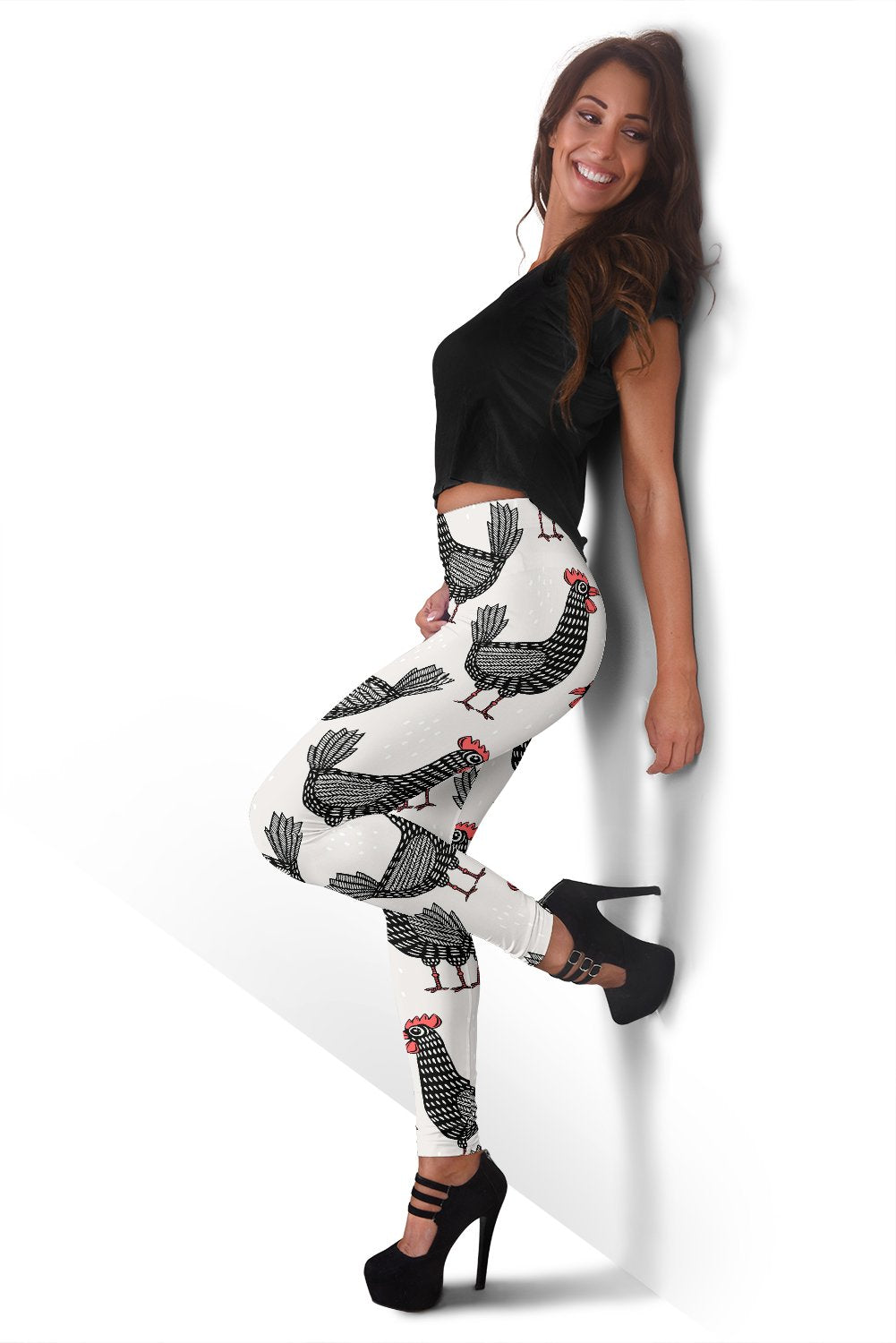 Farm Chicken Pattern Print Women Leggings-grizzshop