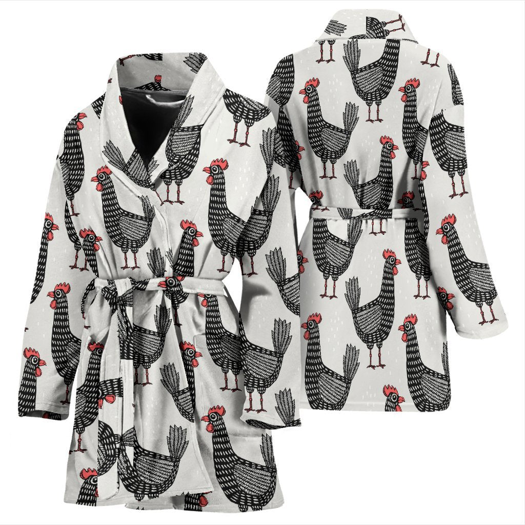 Farm Chicken Pattern Print Women Long Robe-grizzshop