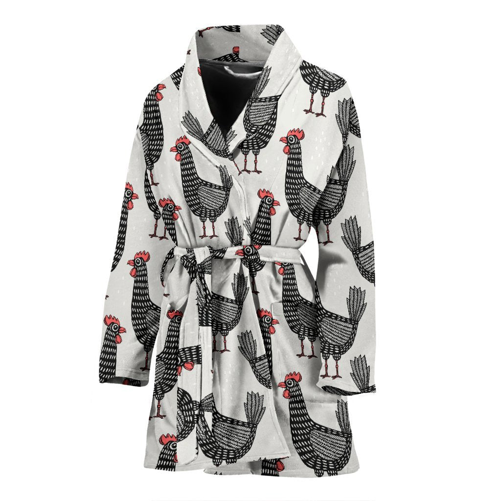 Farm Chicken Pattern Print Women Long Robe-grizzshop